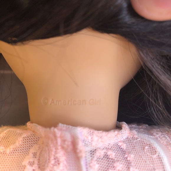 American Girl Doll with peach lace dress  and sandals - Picture 6 of 9